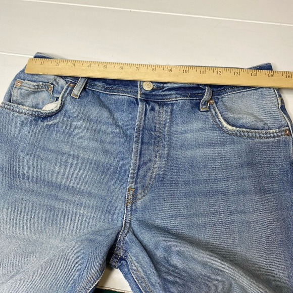 Free People We the Free Straight Leg Cropped Distressed Jeans Button Fly Size 28 - Picture 10 of 16